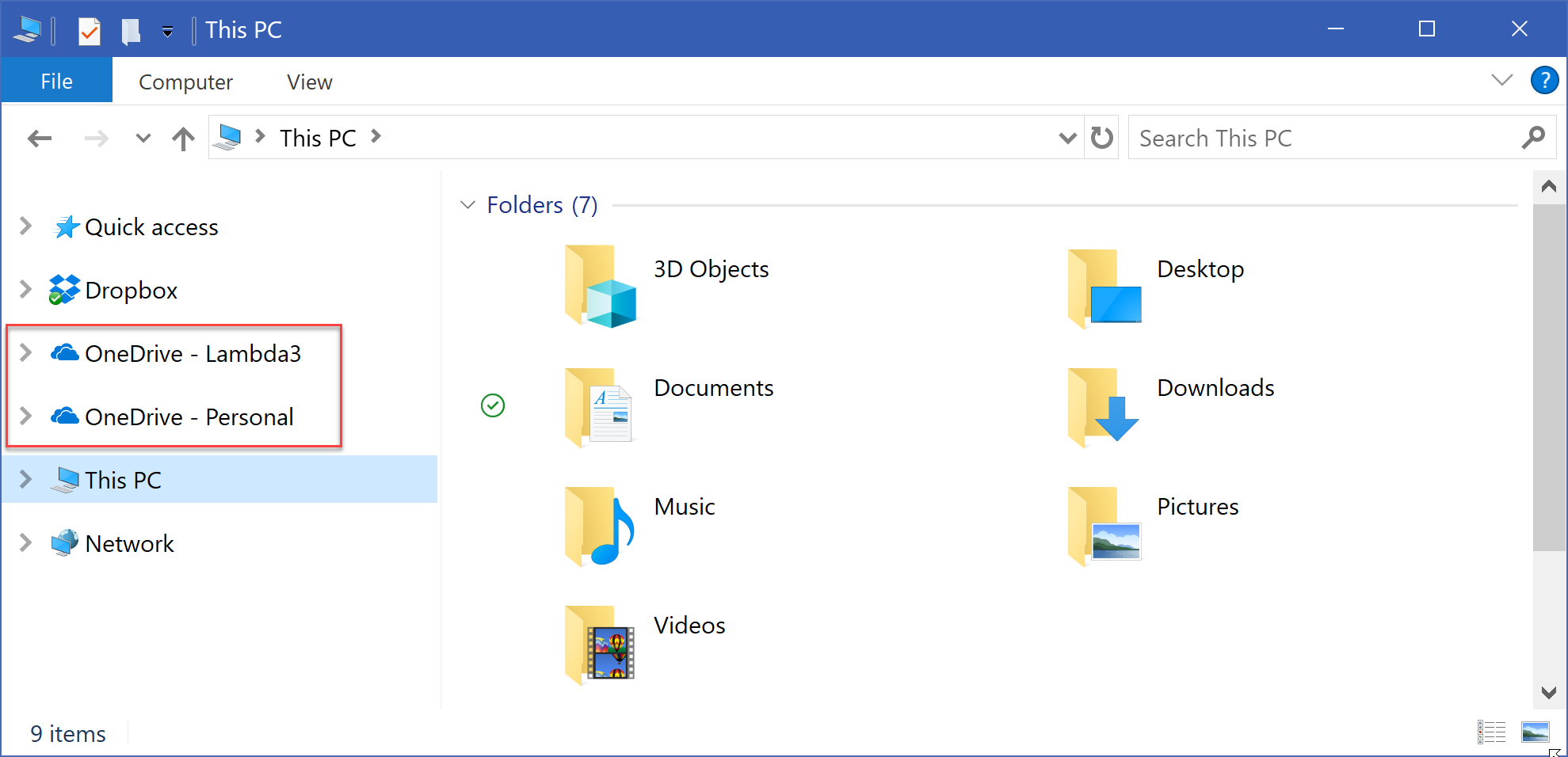 OneDrive sincronizando duas contas, pessoal e de trabalho