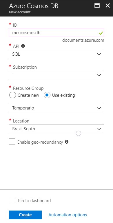 criação-cosmosdb