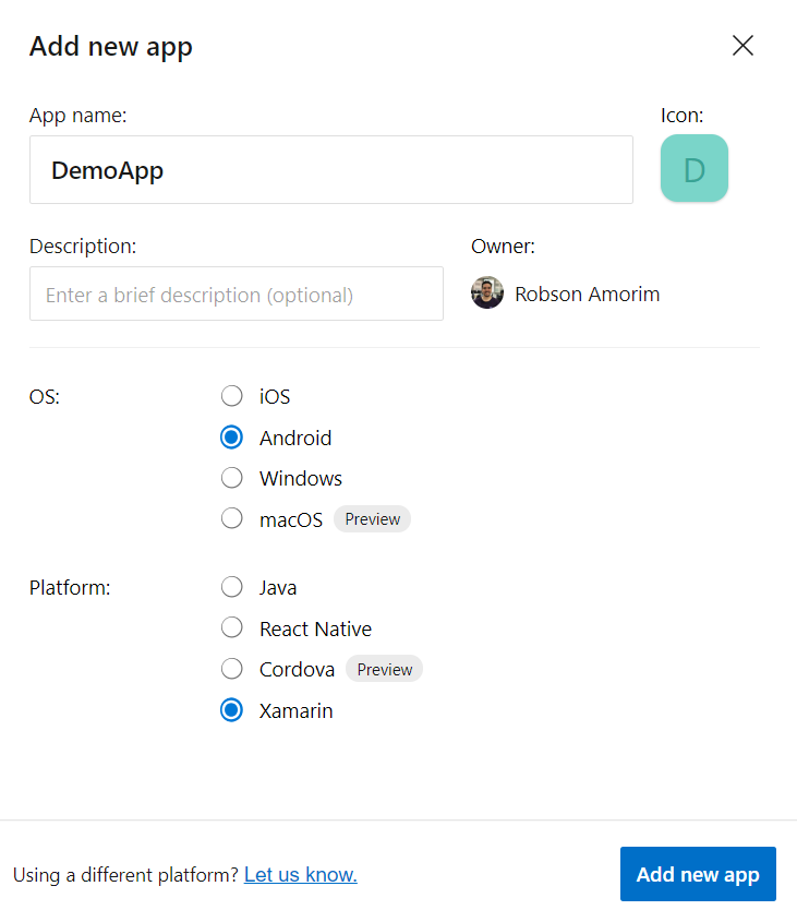 selecionando framework