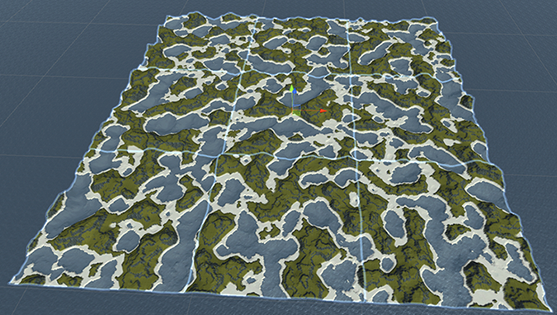 Terreno dividido em 9 partes (chunks).