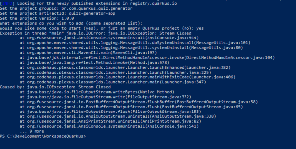 Criando e configurando um projeto em Quarkus