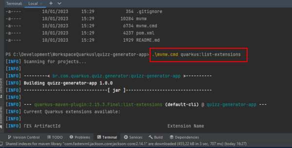 Criando e configurando um projeto em Quarkus